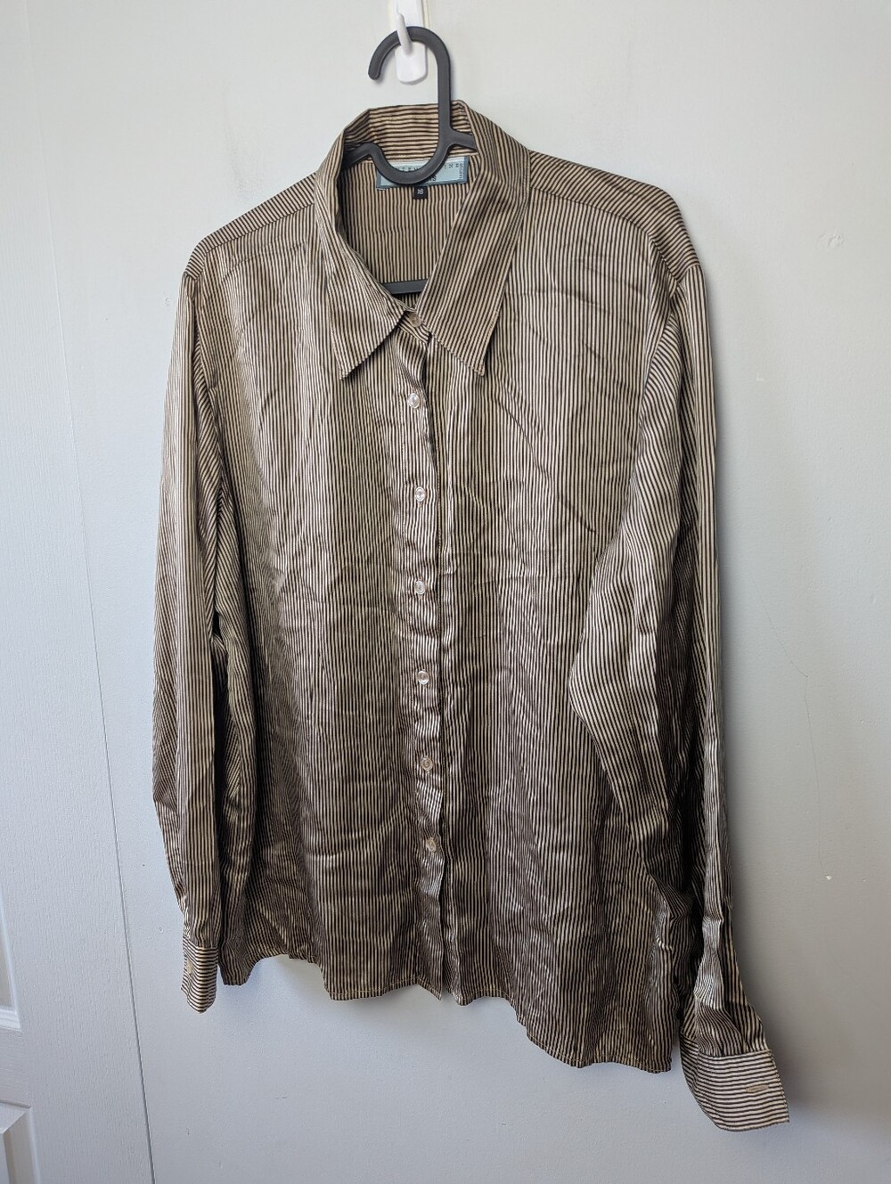 Simons Brown Striped Button-Up Blouse